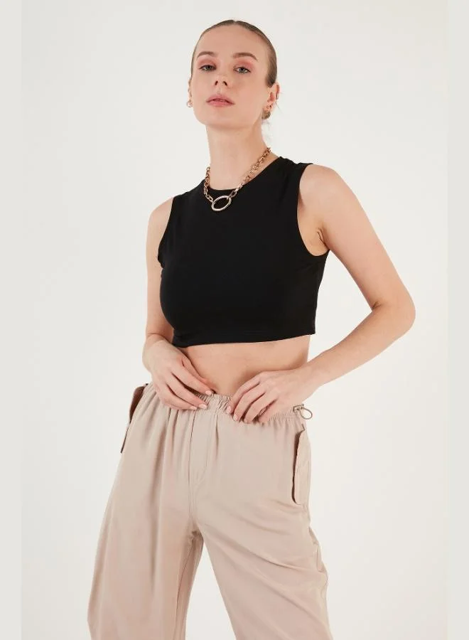 Lela Lela Cotton Crew Neck Slim Fit Crop Tank Top Women's Tank Top 5865259