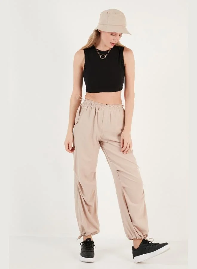 ليلا ليلى قطن برقبة دائرية ضيق قصة قصيرة تانك توب نسائي