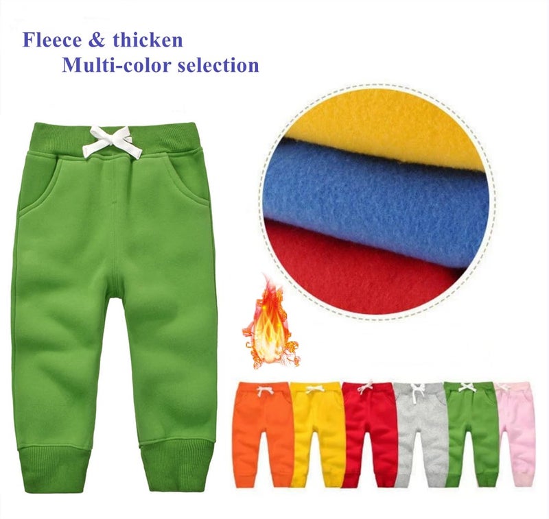 CuteOn Unisex Toddler Jogger Pants Kids Cotton Elastic Waist Winter Baby Sweatpants Pants 5Years Grass Green - Image 3