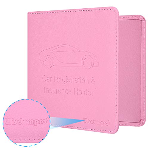 Wisdompro Registration and Insurance Card Holder - Premium PU Leather Vehicle Glove Box Organizer Car Wallet for Document, License and Other Essentials - Pink - Image 5