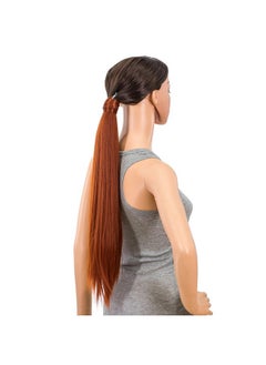 SWACC SWACC Women Long Straight/Curly Wavy Wrap Around Ponytail Extension Synthetic Hair Piece Clip in Hair extensions (Straight, Dark Copper Red-13#)  - Image 3