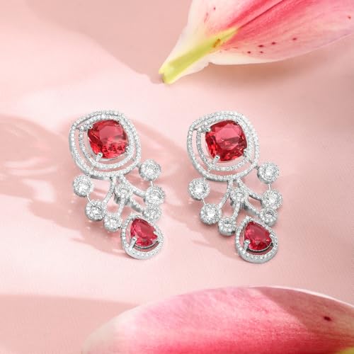 Rubans Womens Silver-Plated Ruby Red & White Cubic Zirconia Studded Premium Jewellery Se - Image 2