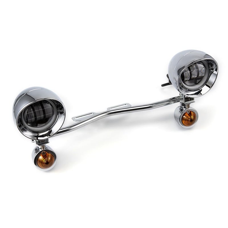 BENEALL Motorcycle Auxiliary Light 4 inch Fog Lamp Headlight Chrome LED Front Head light with Signal Light Bracket Set For Crusier Cafe Racer Bobber Chopper Front Head light - Image 5