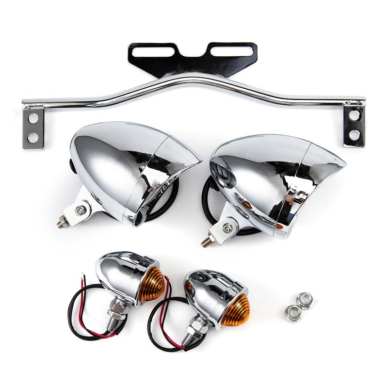 BENEALL Motorcycle Auxiliary Light 4 inch Fog Lamp Headlight Chrome LED Front Head light with Signal Light Bracket Set For Crusier Cafe Racer Bobber Chopper Front Head light - Image 2