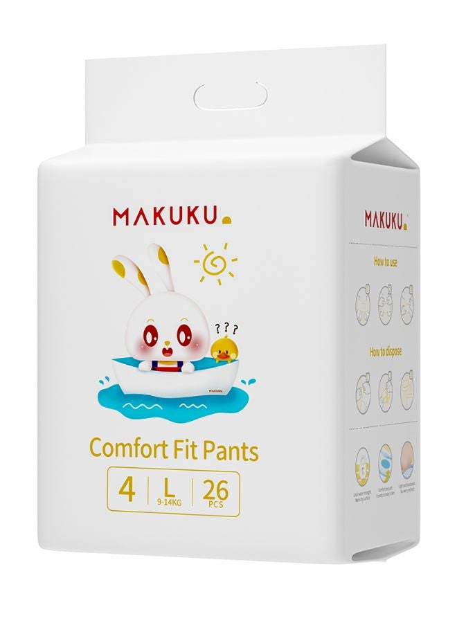 Makuku Baby Comfort Large Size 4 Fit Pants Diapers For 7-11 Months 9-14 Kg 26 Diapers - Image 1