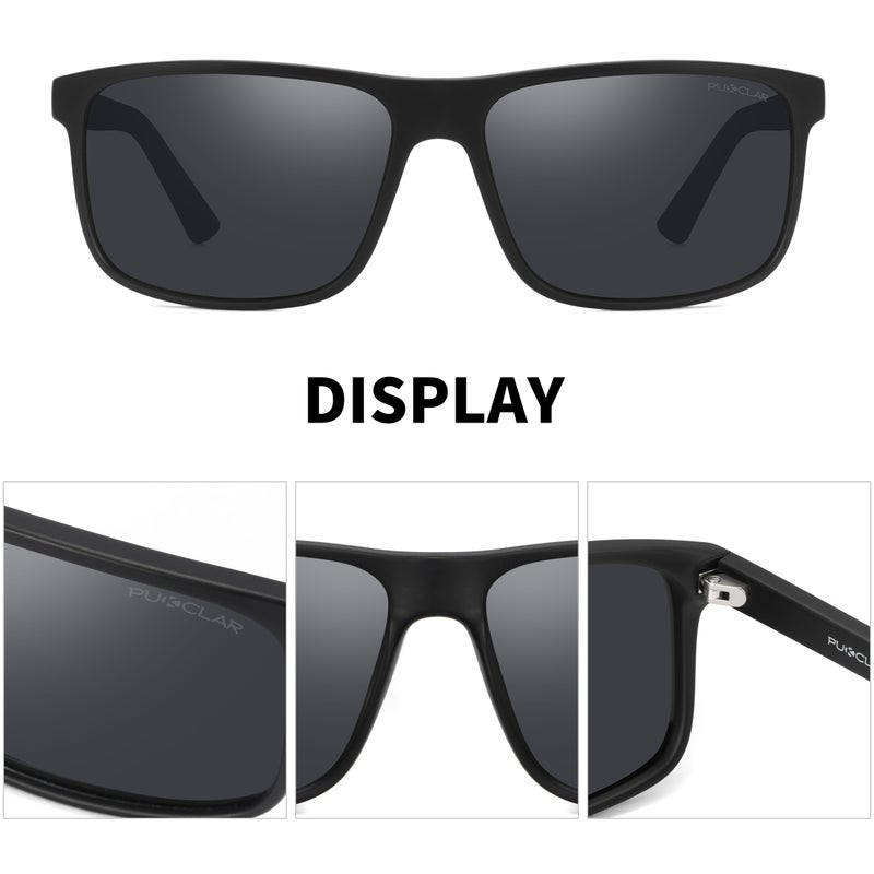 بوكيلار نظارات شمسية قطبية PUKCLAR للرجال والنساء - مستطيلة للسير في الجبال خفيفة الوزن مصنوعة من مادة TR90 إطار مقاوم لأشعة UV400 للاستخدام الرياضي والخارجي وغولف وركوب الدراجات والصيد - Image 5