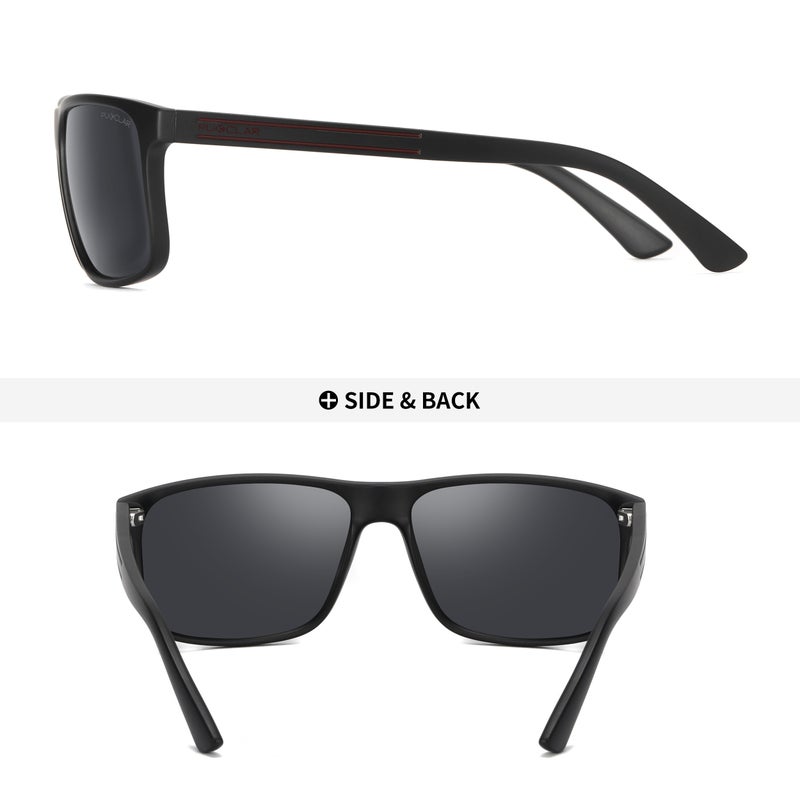 بوكيلار نظارات شمسية قطبية PUKCLAR للرجال والنساء - مستطيلة للسير في الجبال خفيفة الوزن مصنوعة من مادة TR90 إطار مقاوم لأشعة UV400 للاستخدام الرياضي والخارجي وغولف وركوب الدراجات والصيد - Image 3