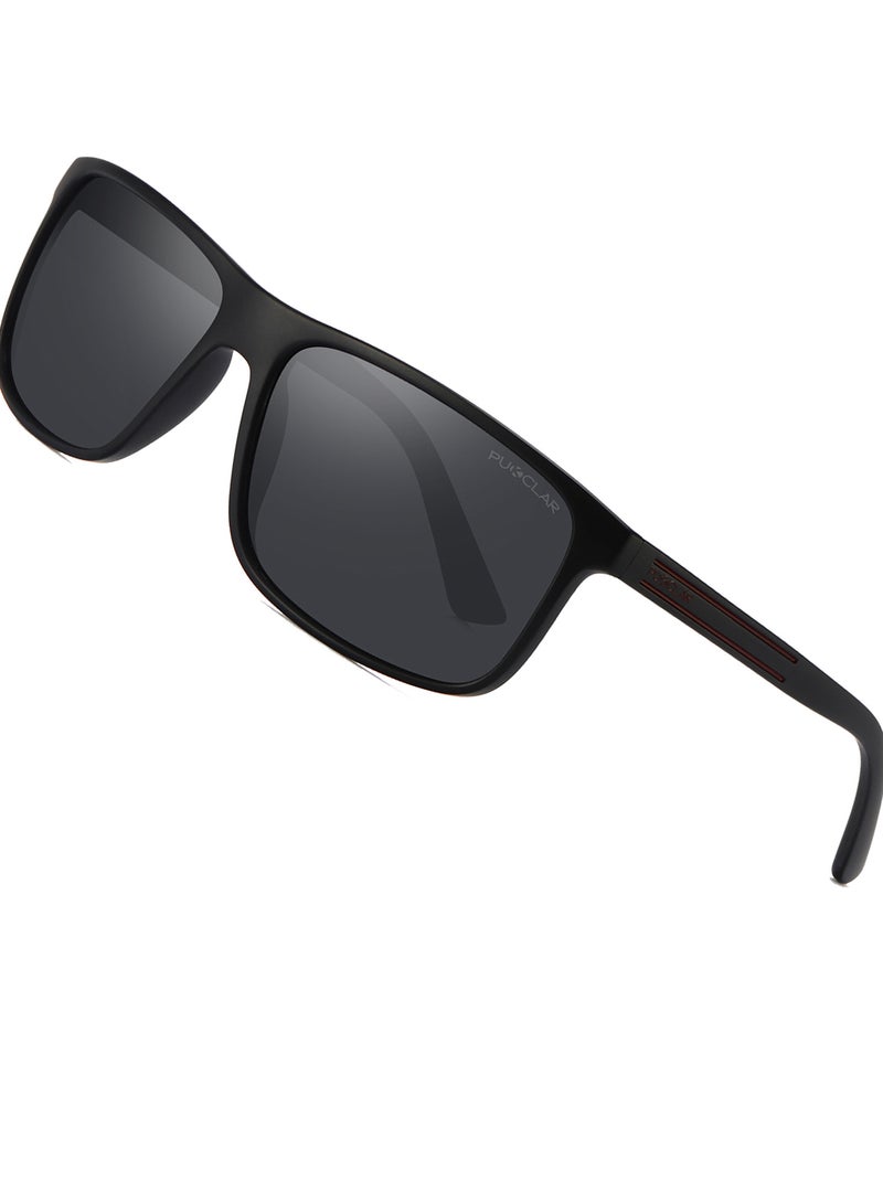 بوكيلار نظارات شمسية قطبية PUKCLAR للرجال والنساء - مستطيلة للسير في الجبال خفيفة الوزن مصنوعة من مادة TR90 إطار مقاوم لأشعة UV400 للاستخدام الرياضي والخارجي وغولف وركوب الدراجات والصيد - Image 1