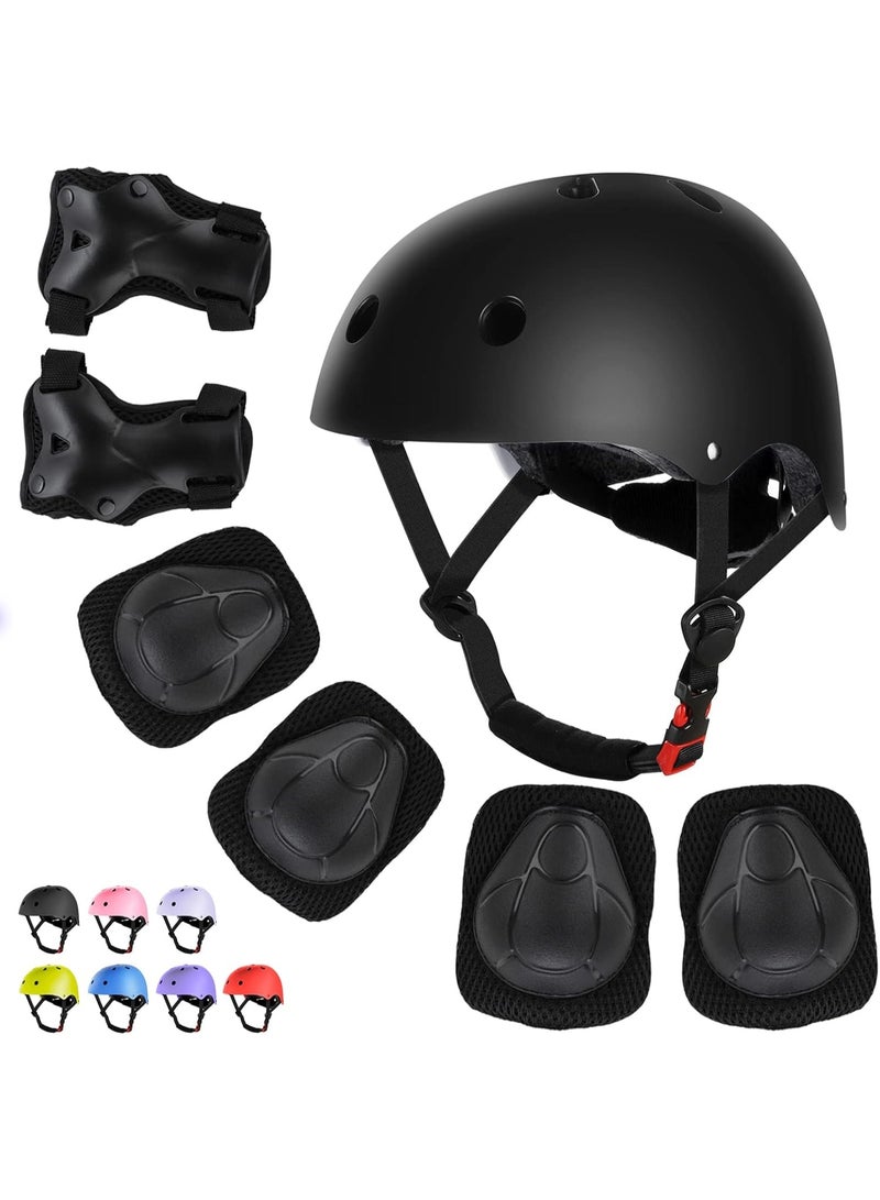 Toriseek Kids Bike Helmet Set Skateboard Knee Pads, Helmet Pad Set Protective Gear Set Adjustable for Girls Kids 3-10 Helmet Elbow Pads Wrist Guards for Sport Cycling Roller Skating Scooter - Image 1