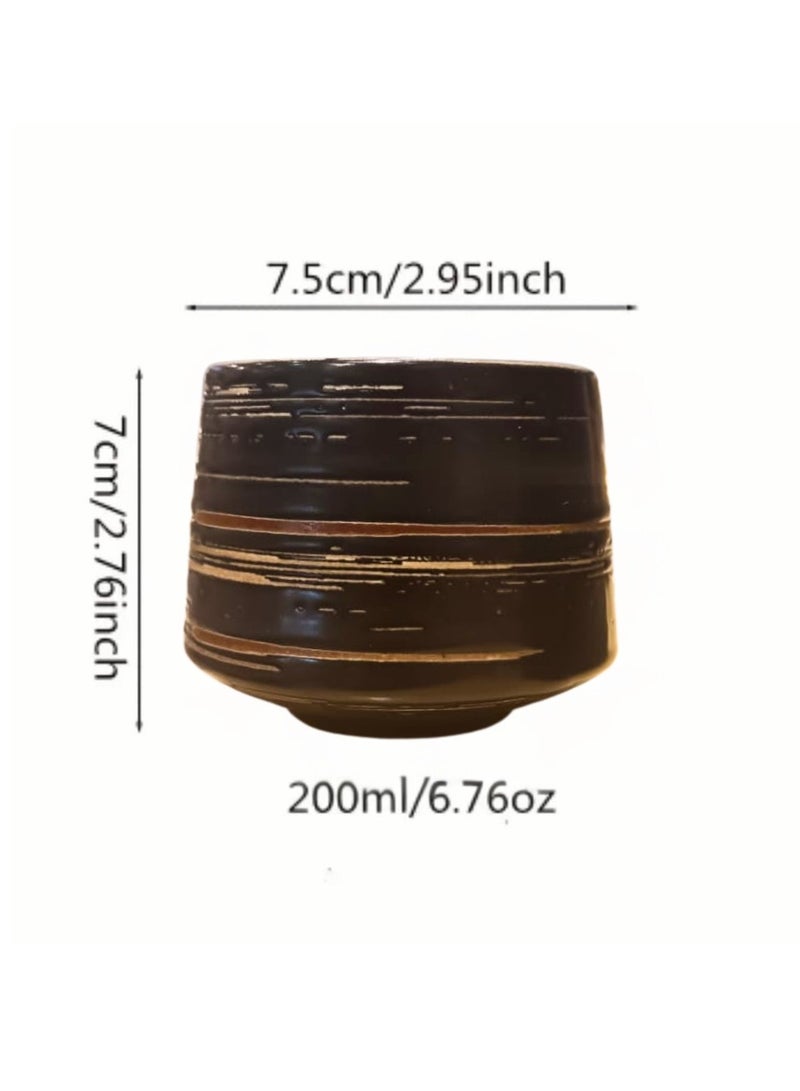 Liying Vintage Ceramic Coffee Cup 175ml, Handmade Art design cup for coffee, Cappuccino, Tea #1.2(Black)  - Image 2