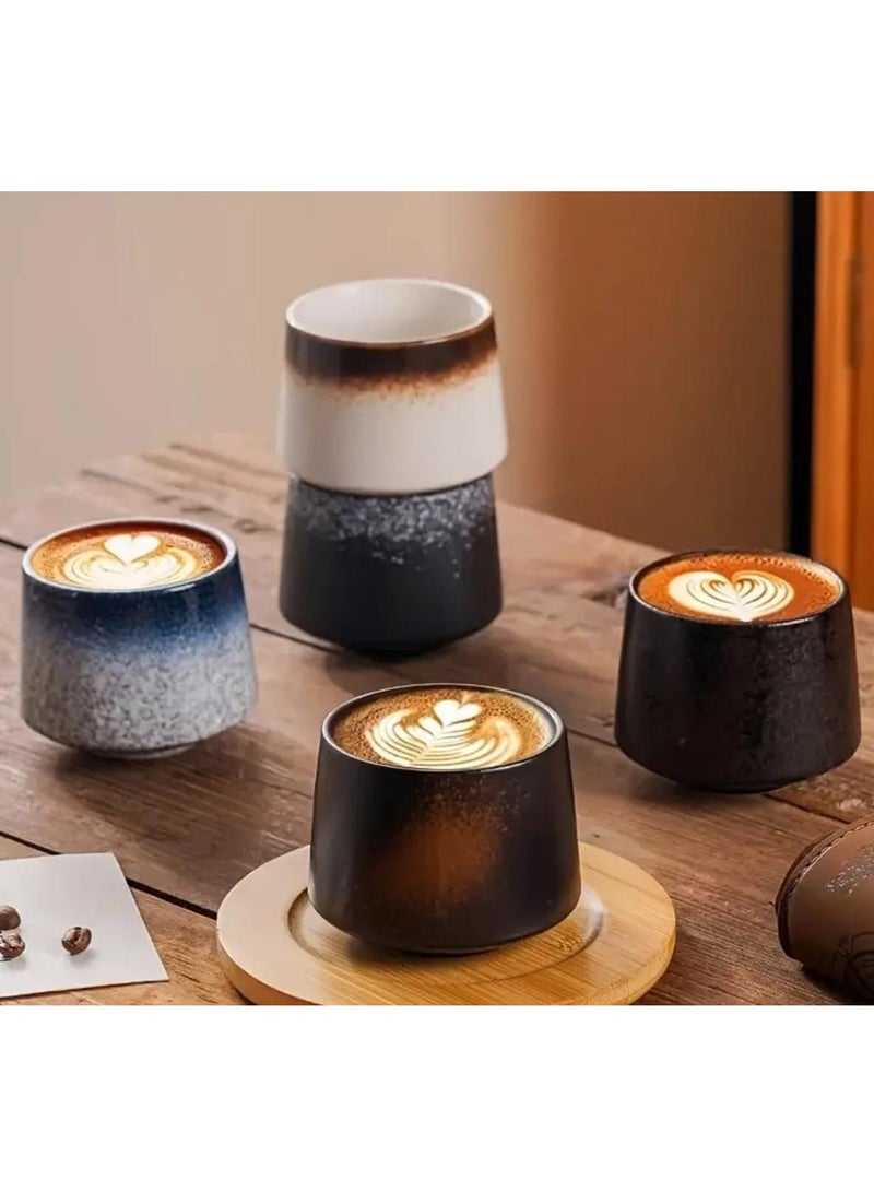 Liying Vintage Ceramic Coffee Cup 175ml, Handmade Art design cup for coffee, Cappuccino, Tea #1.2(Black)  - Image 4