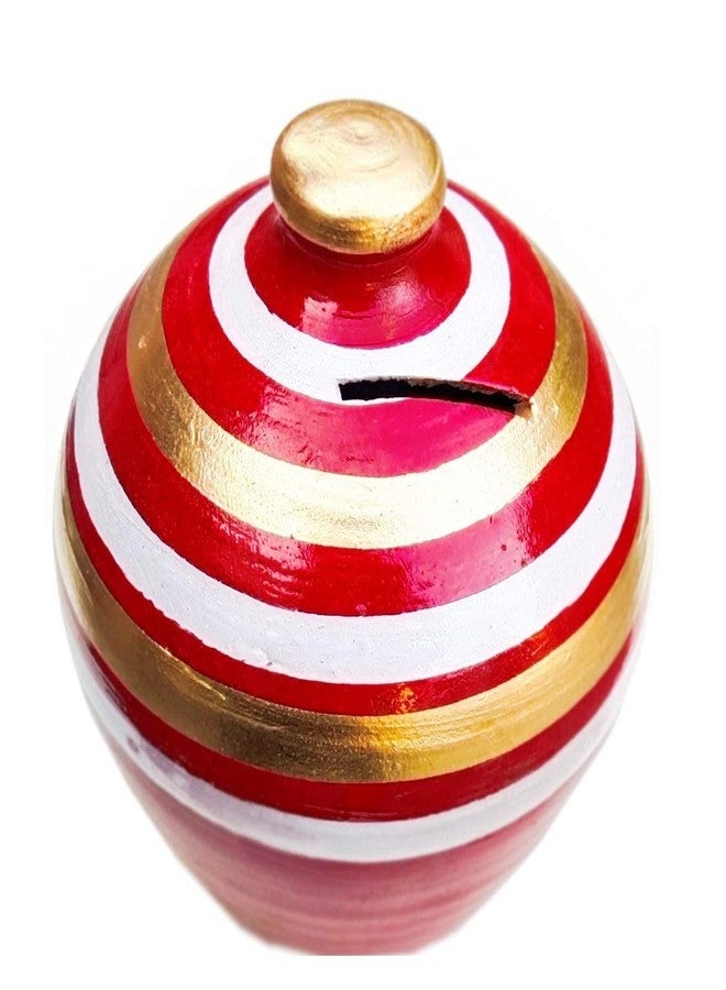 Craft Park Terracotta Clay Gullak, Money Bank,Piggy Bank Color - Red - Image 1