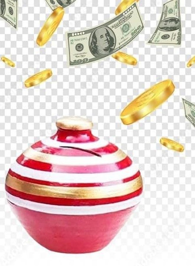 Craft Park Terracotta Clay Gullak, Money Bank,Piggy Bank Color - Red - Image 2