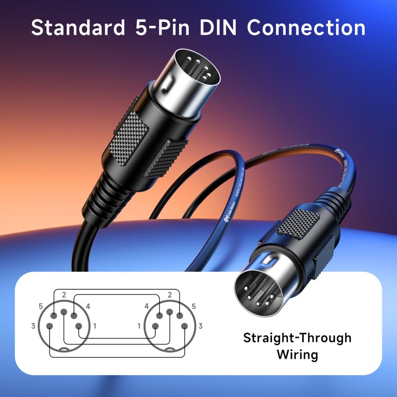 Cable Matters 2-Pack 5 Pin DIN MIDI Cable, 5 Pin MIDI Cable - 6 Feet - Image 2