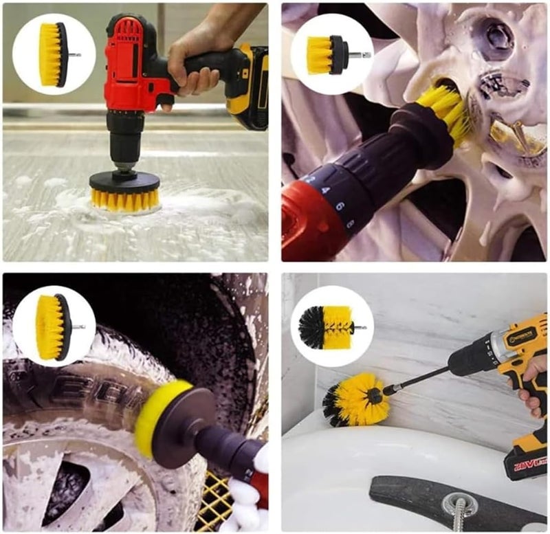 HALAMODO 26 PCS Drill Brush Kit for Auto Exterior and Interior, Includes Scrub Pads, Sponges, Detailing Brushes, Washing Mitt, Air Vent Brush, Cleaning Cloth, Household Cleaning Set for Cars Bathroom - Image 4