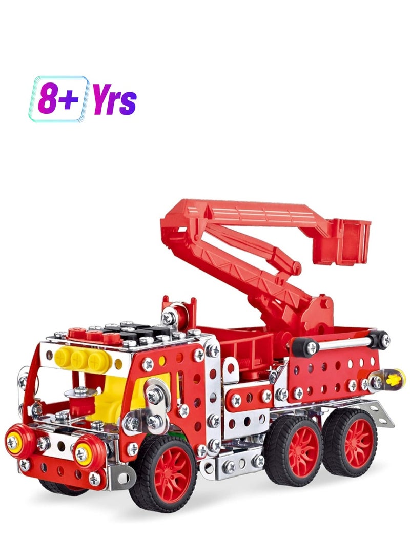 Assembly Alloy Toys مجموعة بناء شاحنة إطفاء معدنية 327 قطعة للأطفال 8+ | لعبة تركيب STEM تعليمية للأولاد والبنات | تتضمن أدوات حقيقية  - Image 1