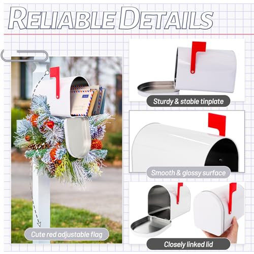 Xeehwb Mini Mailbox,6 x 4 Inch Small White Tin Mailboxe,Present Mail Box Decor,Outdoor Indoor,Role Playing,Mail House - Image 3