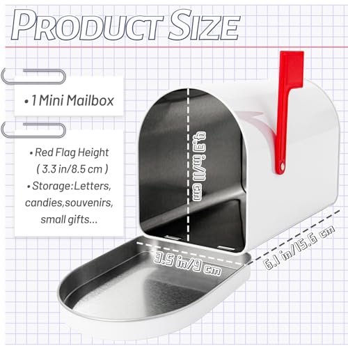 Xeehwb Mini Mailbox,6 x 4 Inch Small White Tin Mailboxe,Present Mail Box Decor,Outdoor Indoor,Role Playing,Mail House - Image 2