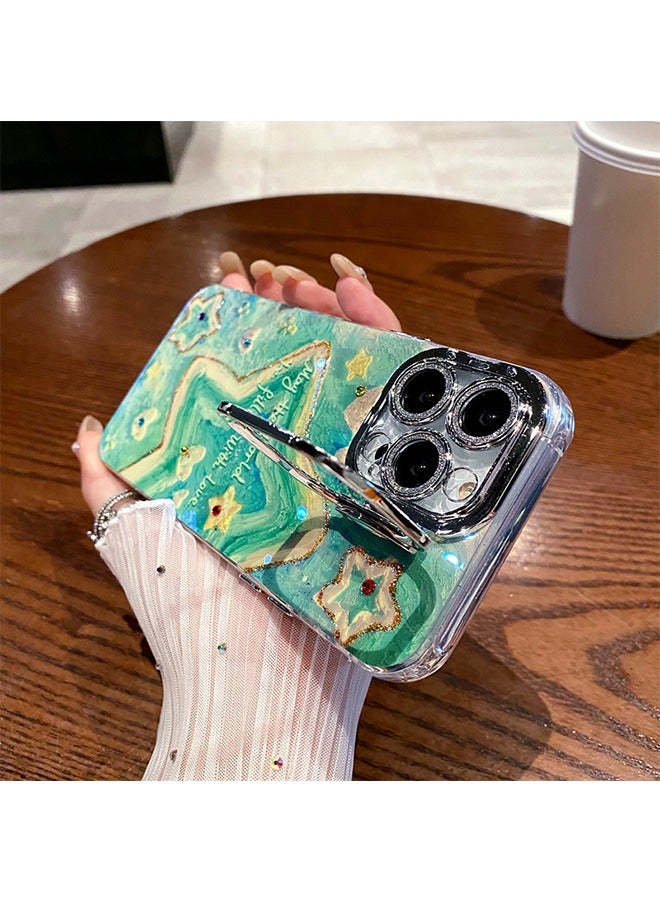 Beyond iPhone 16 Pro Max Magsafe Case, Anti Yellow Anti Scratch Stars Oil Painting Cover, Slim Clear Cover (Green) - Image 3