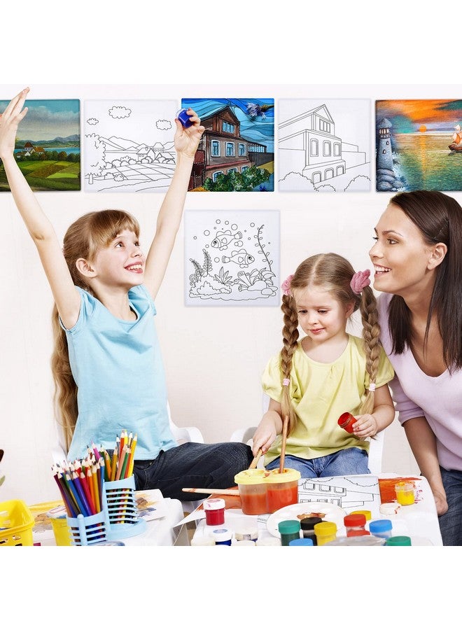 Meanplan 12 Pcs Pre Drawn Outline Canvas Art 4 X 4 Inch Back To School Pre Drawn Stretched Canvas Painting Boards For Painting First & Last Day Of School Paint Party Favor For Kid Student (Classic Style) - Image 5