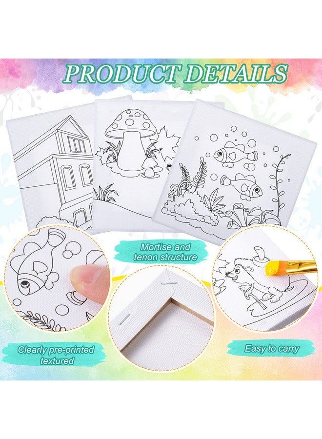 Meanplan 12 Pcs Pre Drawn Outline Canvas Art 4 X 4 Inch Back To School Pre Drawn Stretched Canvas Painting Boards For Painting First & Last Day Of School Paint Party Favor For Kid Student (Classic Style) - Image 4