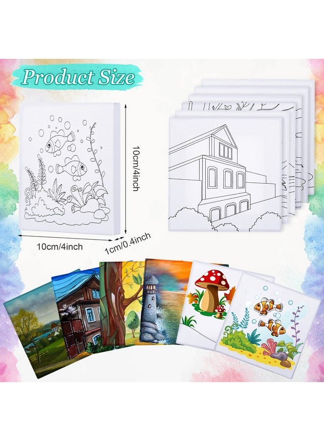 Meanplan 12 Pcs Pre Drawn Outline Canvas Art 4 X 4 Inch Back To School Pre Drawn Stretched Canvas Painting Boards For Painting First & Last Day Of School Paint Party Favor For Kid Student (Classic Style) - Image 2
