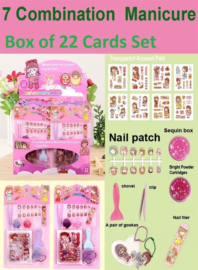 Beautiful Nail Sticker Set Seven Combination Manicure Account Set Nail Art Kit for Kids Girls - Image 1