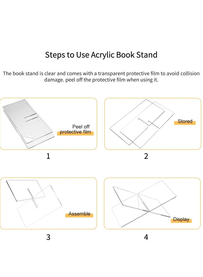 Relex Acrylic Book Stand, Black Acrylic Open Book Display Stand, Reading Stand for Open and Closed Books, Cookbook, Magazines, Textbooks, Recipe Holder Picture Display(Clear) - Image 5