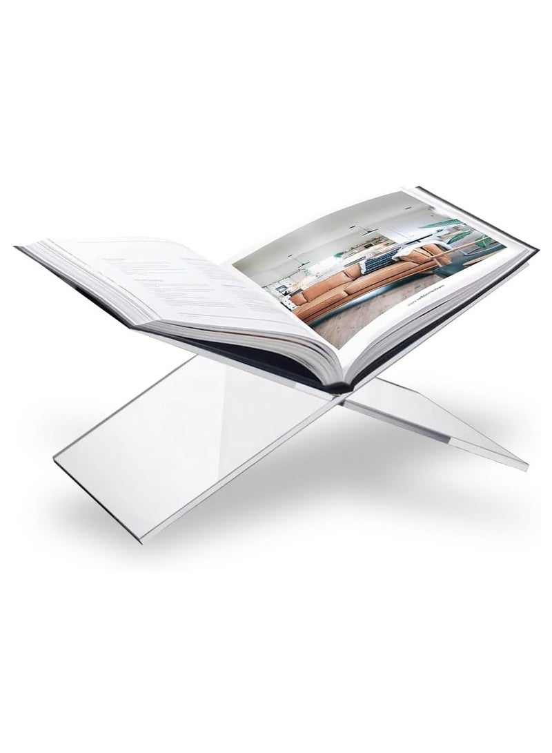 Relex Acrylic Book Stand, Black Acrylic Open Book Display Stand, Reading Stand for Open and Closed Books, Cookbook, Magazines, Textbooks, Recipe Holder Picture Display(Clear) - Image 1