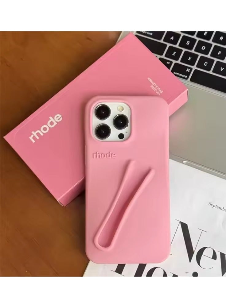 rhode iPhone 16 Pro Max Silicone Case Lip Holder for Cell Phone, Lip Gloss Adhesive Sleeve for Phone, Lip Holder Stick-on Phone Case, Back Stick On Holder for iPhone Phones (Light Pink)  - Image 1