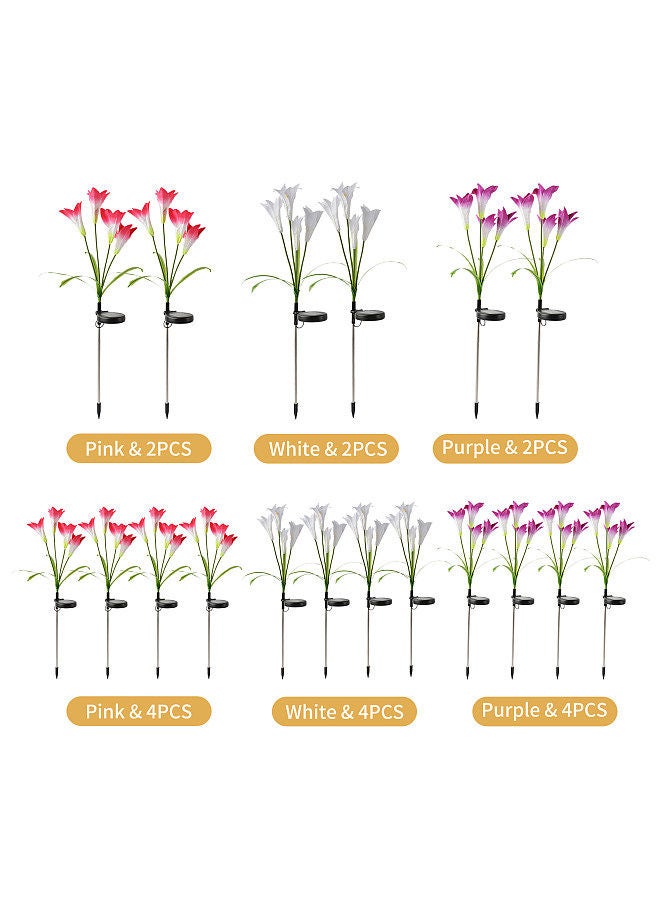 Generic 4PCS Solar Flowers Lights Outdoor 4 Lily Flowers Decorative Stakes Lights RGB Color LED Landscape Lights Waterproof Rose Light for Pathway Walkway Lawn Backyard Security Landscape Lamp  - Image 5