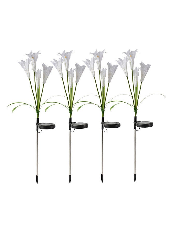 Generic 4PCS Solar Flowers Lights Outdoor 4 Lily Flowers Decorative Stakes Lights RGB Color LED Landscape Lights Waterproof Rose Light for Pathway Walkway Lawn Backyard Security Landscape Lamp  - Image 1