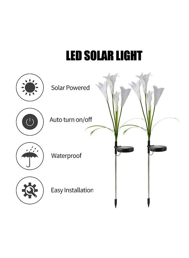 Generic 4PCS Solar Flowers Lights Outdoor 4 Lily Flowers Decorative Stakes Lights RGB Color LED Landscape Lights Waterproof Rose Light for Pathway Walkway Lawn Backyard Security Landscape Lamp  - Image 2
