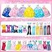 Style Shine 70 Pcs Doll Closet with Clothes Accessories Playset2 Wedding Gowns 6 Fashion Dresses 2 Tops 2 Pants 2 Swimsuits 10 Shoes 20 Hangers 27 Accessories Toys for Girls Kids Birthday Gifts - Image 4