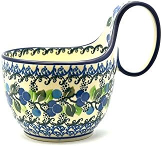 Polish Pottery Gallery Polish Pottery Loop Handle Bowl  Blue Berries  - Image 1