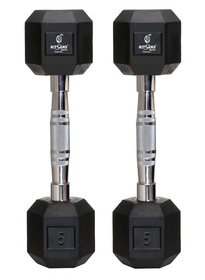 KITSAWS Sports Hexa Dumbbell 2 kg Pair | Rubber Coated Weight Set for Home Gym | Non-Slip Grip | Compact Strength Training for Men & Women | Black (2 kg Pair) - Image 1