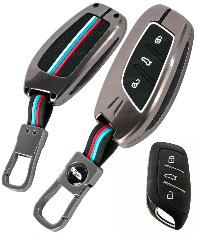 Coll of Fest Metal Silicon Key Cover Compatible with | MG ZS EV Electric | Astor | 3 Button Smart Key Special Feature Visible in Low-Ligh Condition - Image 1
