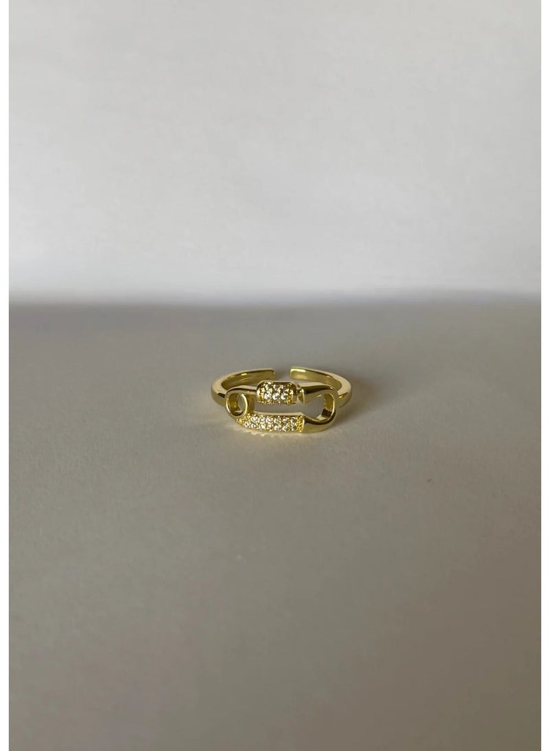 Urban Jewel Paper Clip Ring (Gold Plated) - Image 1