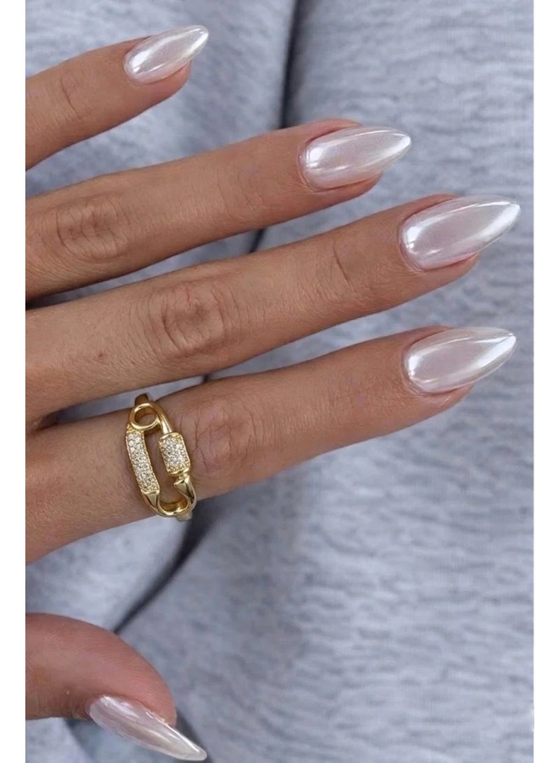 Urban Jewel Paper Clip Ring (Gold Plated) - Image 2