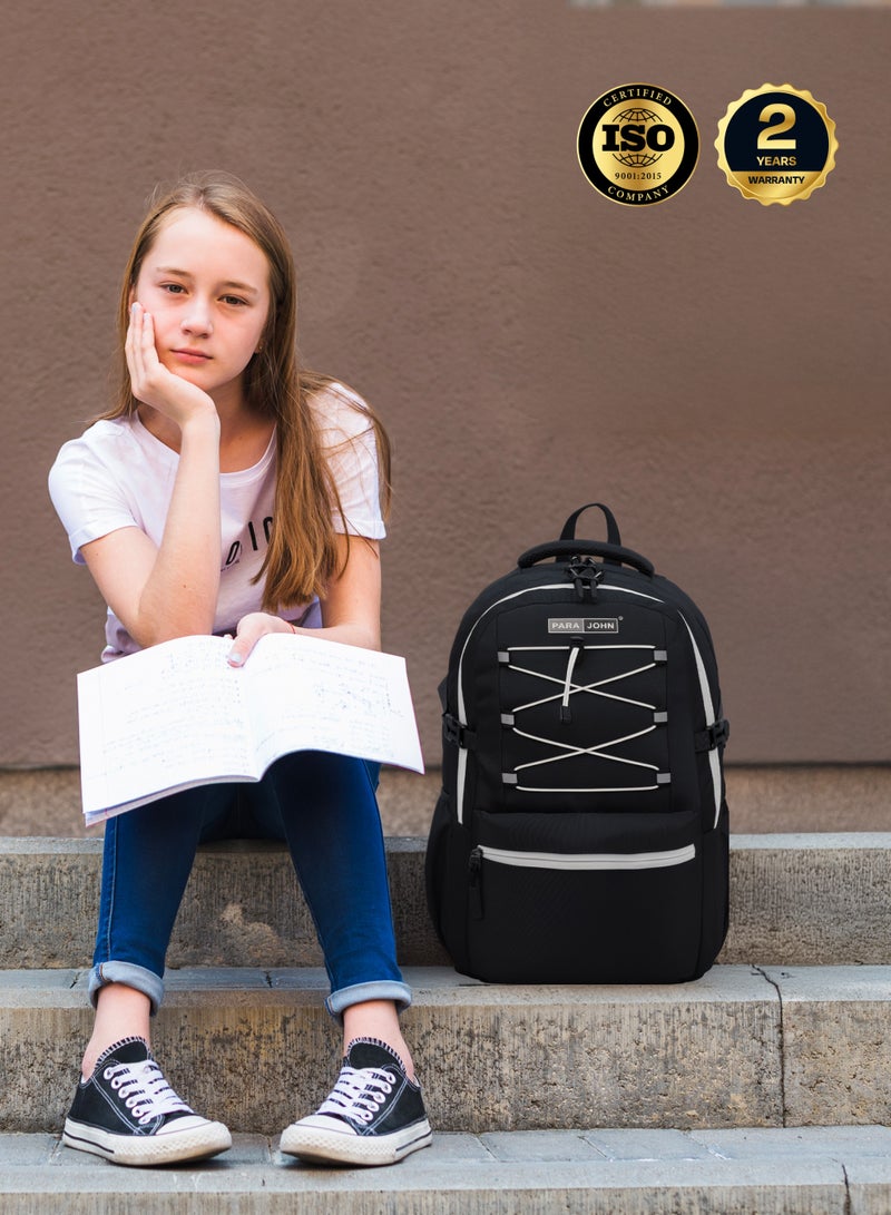 بارا جون حقيبة ظهر مدرسية بوباليو  لتر بسعة كبيرة وخفيفة الوزن ومقاومة للماء للأولاد والبنات أسود - Image 5