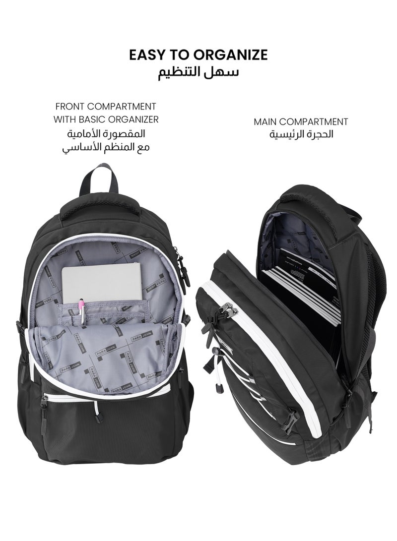 بارا جون حقيبة ظهر مدرسية بوباليو  لتر بسعة كبيرة وخفيفة الوزن ومقاومة للماء للأولاد والبنات أسود - Image 3
