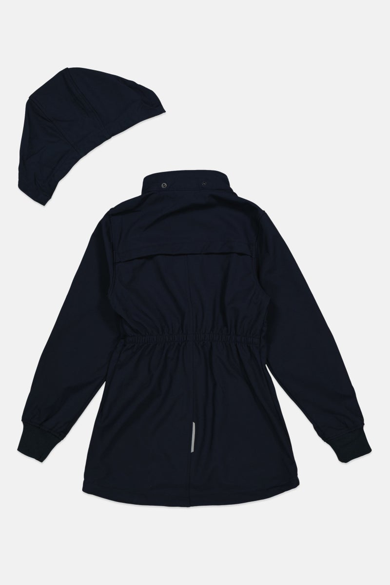 NAME IT Kids Girl Solid Long Sleeve Fleece Softshell Jacket, Dark Navy - Image 2