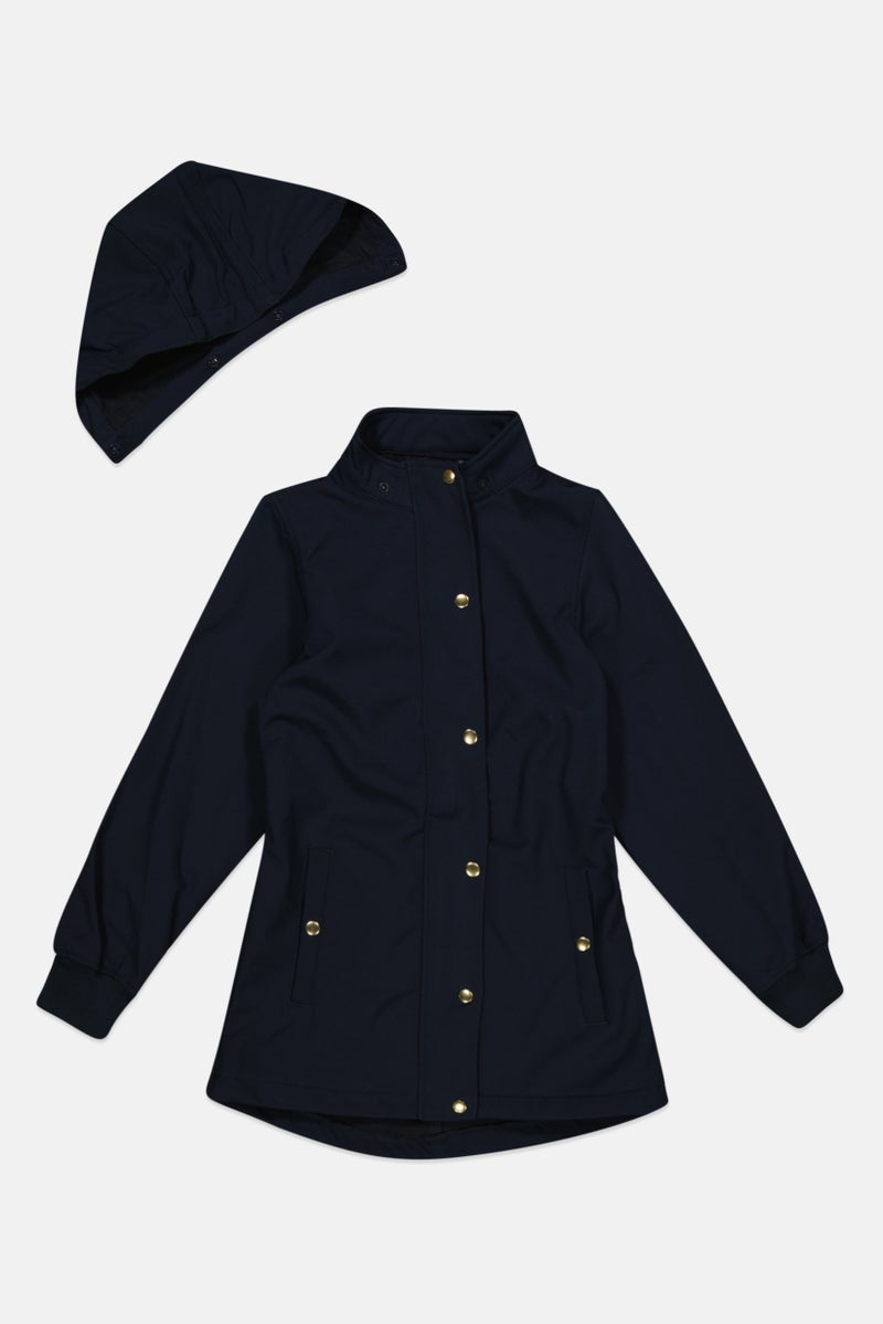 NAME IT Kids Girl Solid Long Sleeve Fleece Softshell Jacket, Dark Navy - Image 3