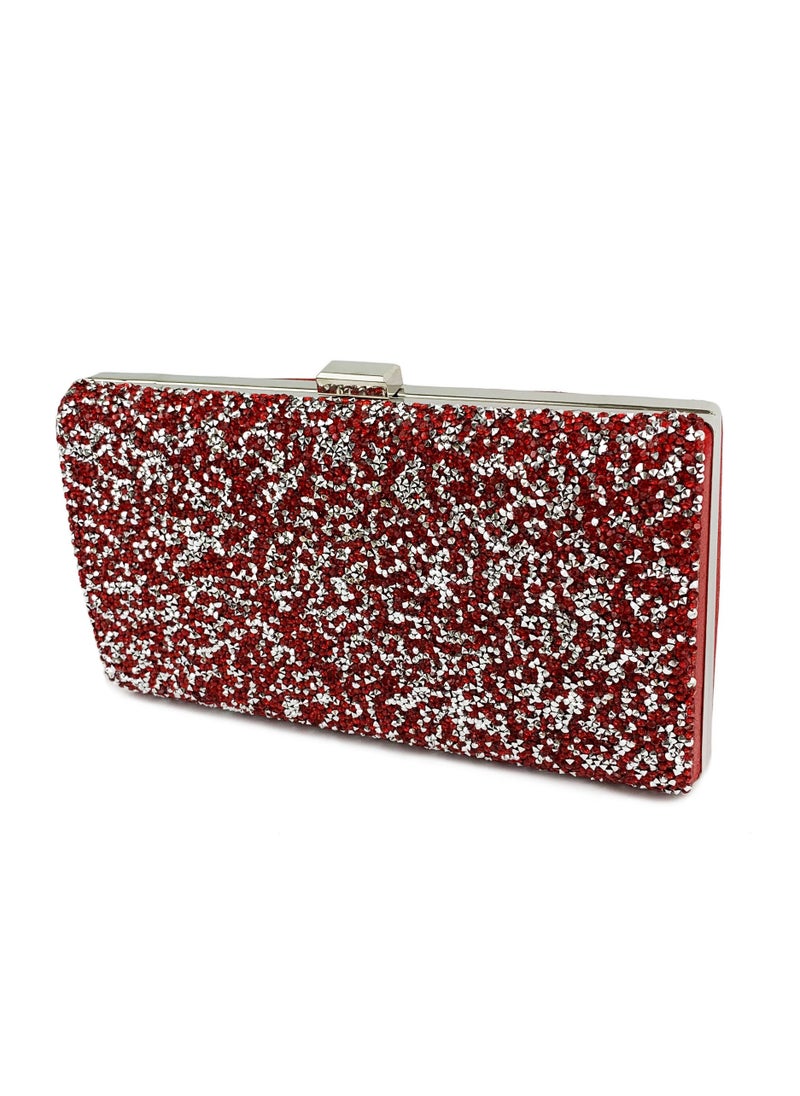 Loquat - Womens Acrylic Clutch Purses Evening Crossbody Bag Shiny Rhinestones Decoration Chain Handbag for Wedding Cocktail Party Prom Red - Image 1