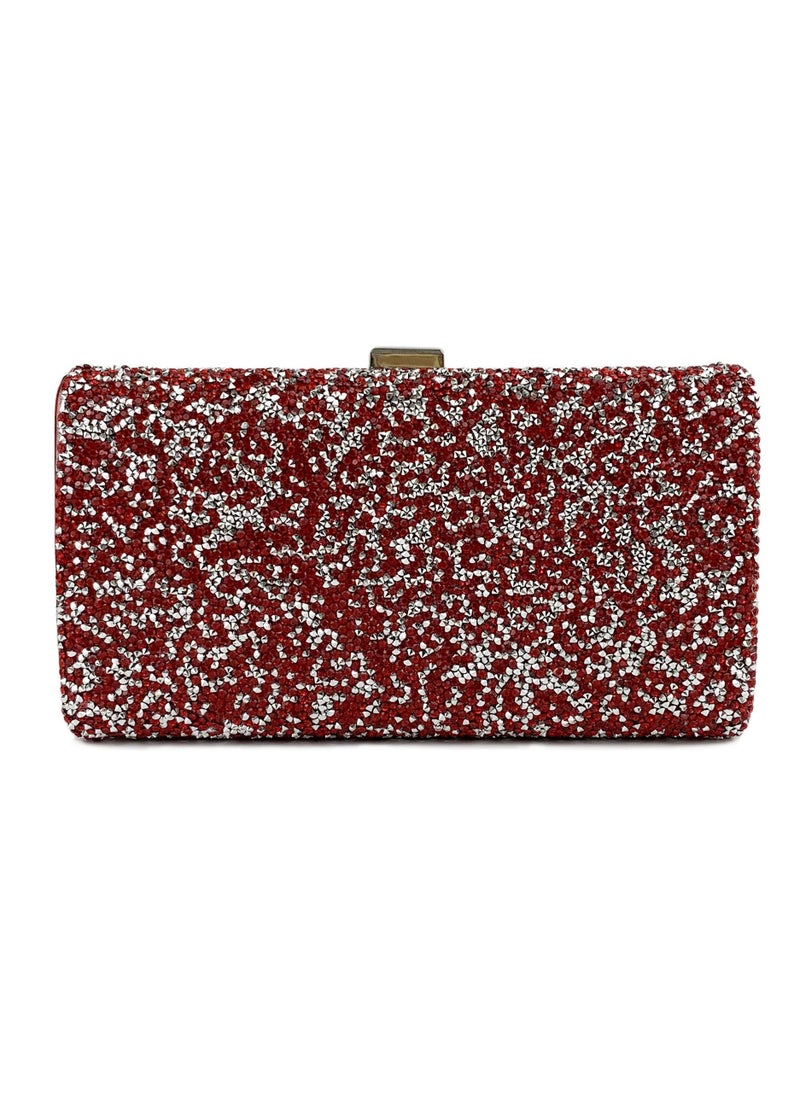 Loquat - Womens Acrylic Clutch Purses Evening Crossbody Bag Shiny Rhinestones Decoration Chain Handbag for Wedding Cocktail Party Prom Red - Image 1