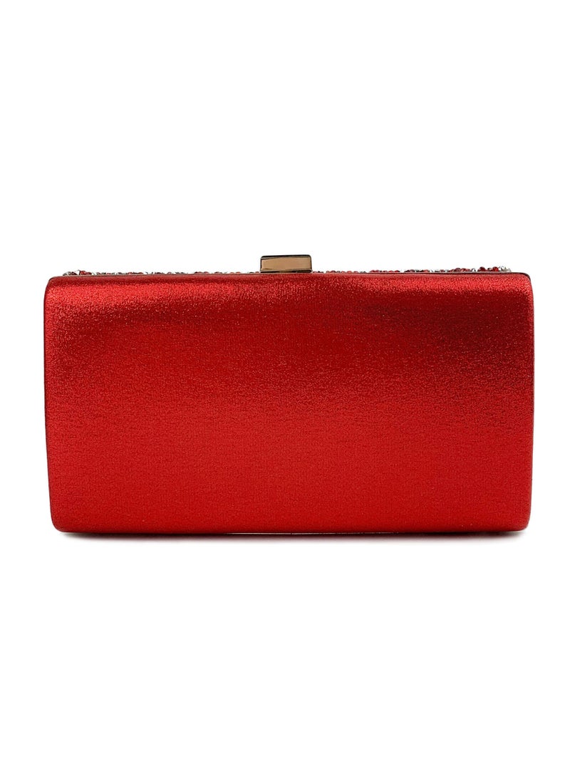 Loquat - Womens Acrylic Clutch Purses Evening Crossbody Bag Shiny Rhinestones Decoration Chain Handbag for Wedding Cocktail Party Prom Red - Image 1