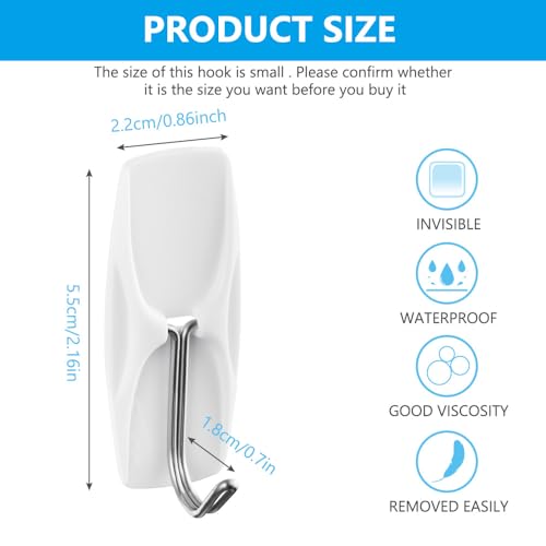 Ainiv Wire Toggle Hook, 16 Medium White Hanging Hooks with 24 Adhesive Strips, Damage-Free Utility Sticky Hooks, No Tools Wall Hangers Heavy Duty for Dorm Kitchen Office Organizers - Image 2