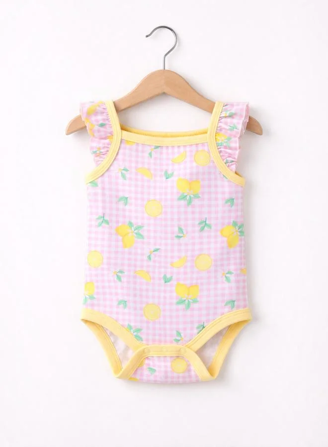Victor And Jane Baby Girls Frill Sleeve and Fruit Print Bodysuits - 3 Pack