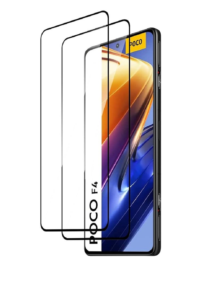 2 Pieces Tempered Glass Screen Protector 5D Designed For Xiaomi Poco F4 Full Glue Edge to Edge Full Screen Coverage And Bubble Free - Image 1