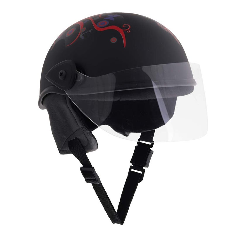 Sage Square خوذة نصفية متعددة الأغراض من ساج سكوير للرجال والنساء (كبير، تصميم ملصق أسود غير لامع 1) (غير مزودة بمحرك) - Image 3